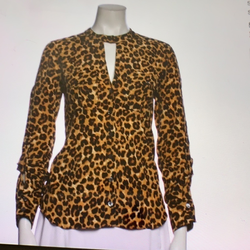 Veronica Beard Leopard Print Silk Blouse 2